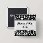 Badge Carré 5 Cm Big Bold Damask (noir) (Mariage) (Devant & derrière)