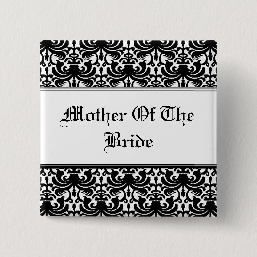 Badge Carré 5 Cm Big Bold Damask (noir) (Mariage) (Devant)