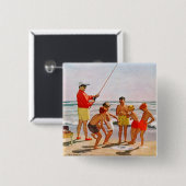 Badge Carré 5 Cm Big Pole Little Fish par Richard Sargent (Devant & derrière)