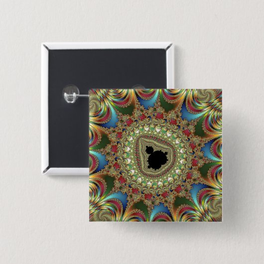 Badge Carré 5 Cm Bijoux fractal (Devant & derrière)