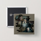 Badge Carré 5 Cm BILBO BAGGINS™, Gandalf, THORIN OAKENSHIELD™ (Devant & derrière)