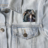 Badge Carré 5 Cm BILBO BAGGINS™, THORIN OAKENSHIELD™ & Gandalf (En situation)