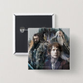 Badge Carré 5 Cm BILBO BAGGINS™, THORIN OAKENSHIELD™ & Gandalf (Devant & derrière)