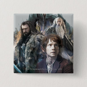 Badge Carré 5 Cm BILBO BAGGINS™, THORIN OAKENSHIELD™ & Gandalf