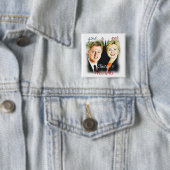 Badge Carré 5 Cm Bill Clinton et Hillary Clinton_ (En situation)