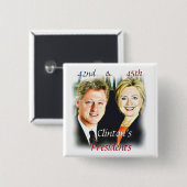 Badge Carré 5 Cm Bill Clinton et Hillary Clinton_ (Devant & derrière)