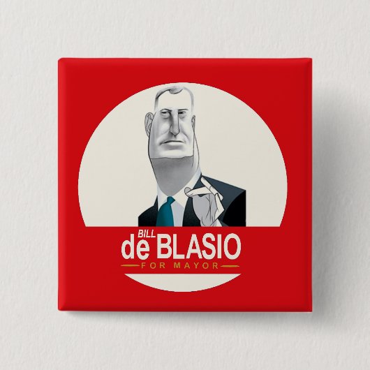 Badge Carré 5 Cm Bill de Blasio NYC maire 2013 (Devant)