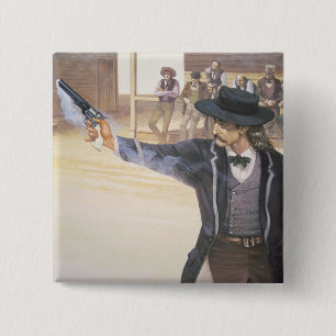 Badge Carré 5 Cm "Bill sauvage" Hickok (1837-76) démontre sa marqu