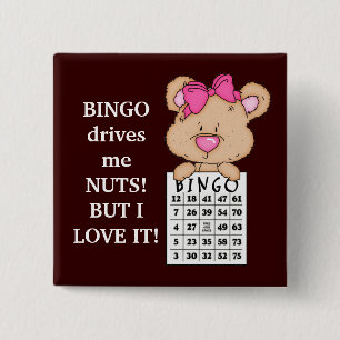Badge Carré 5 Cm Bingo Me conduit, bouton