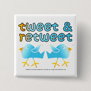 Badge Carré 5 Cm Bip et boutons de Retweet