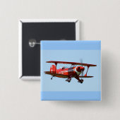 Badge Carré 5 Cm Biplan rouge (Devant & derrière)