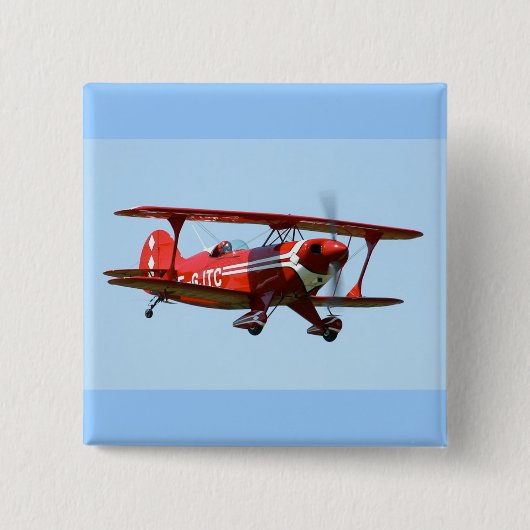 Badge Carré 5 Cm Biplan rouge (Devant)
