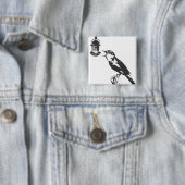 BADGE CARRÉ 5 CM BIRD SINGING (En situation)