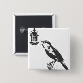 BADGE CARRÉ 5 CM BIRD SINGING (Devant & derrière)