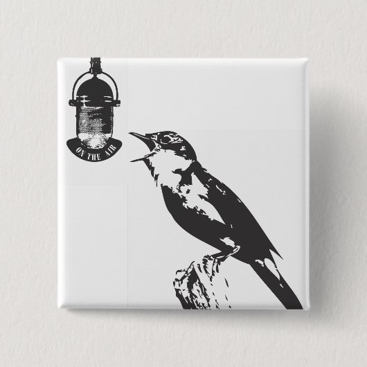 BADGE CARRÉ 5 CM BIRD SINGING (Devant)