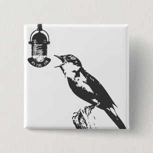 BADGE CARRÉ 5 CM BIRD SINGING