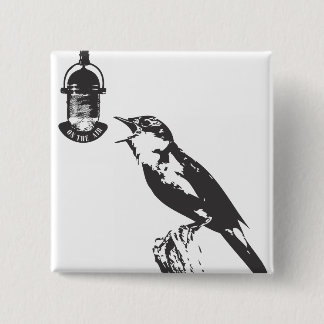 BADGE CARRÉ 5 CM BIRD SINGING