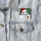Badge Carré 5 Cm Biscuit de Noël de Basset Hound (En situation)