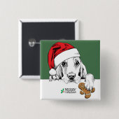 Badge Carré 5 Cm Biscuit de Noël de Basset Hound (Devant & derrière)