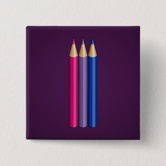 Badge Carré 5 Cm Bisexualité orgueil crayons Bouton (Devant)