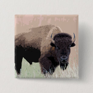 Badge Carré 5 Cm Bison / Buffle