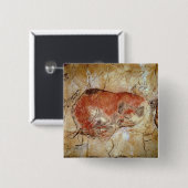 Badge Carré 5 Cm Bison des cavernes d'Altamira (Devant & derrière)