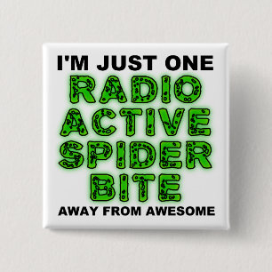 Badge Carré 5 Cm Bite d'araignée radioactive Bite drôle Bouton Badt