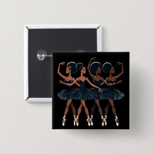 Badge Carré 5 Cm Black African American Ballerina Ballet Dance Girl