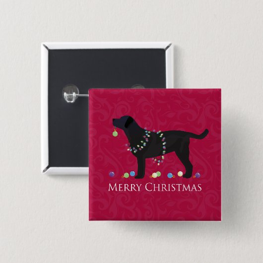 Badge Carré 5 Cm Black Lab Joyeux Noël Design (Devant & derrière)