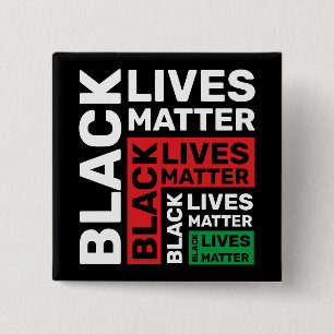 Badge Carré 5 Cm Black Lives Matt BLM Red Green Black Typographie
