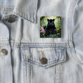 Badge Carré 5 Cm Black Panther in the Jungle (En situation)