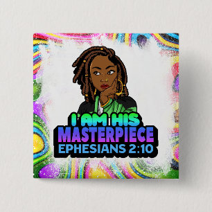 Badge Carré 5 Cm Black Queen Melanin Sista Booked Busy & Unbothered