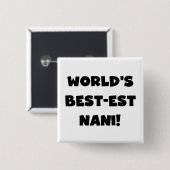 Badge Carré 5 Cm Black Text World's Best Nani T-shirts et cadeaux (Devant & derrière)