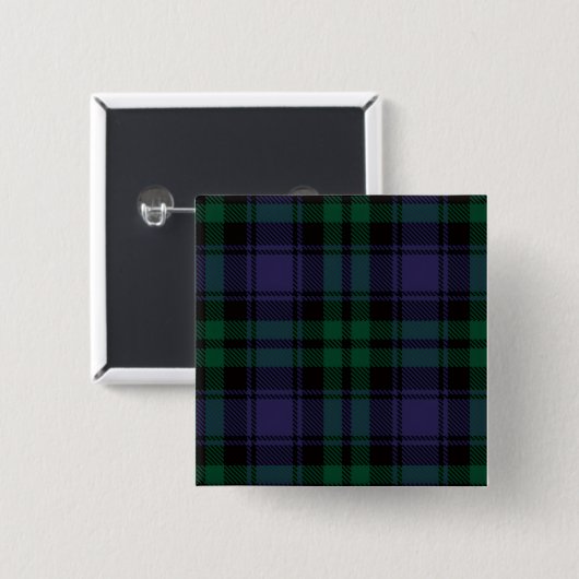 Badge Carré 5 Cm Black Watch Tartan, Plaid (Devant & derrière)