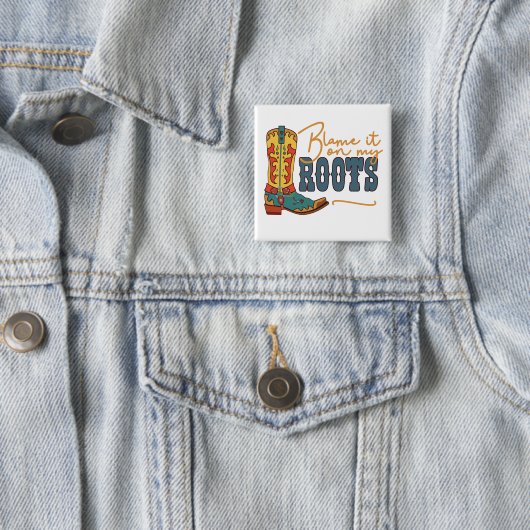 Badge Carré 5 Cm Blâmer Sur Mes Racines (En situation)