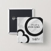 Badge Carré 5 Cm Blanc 30 Décennie Anniversaire (Devant & derrière)