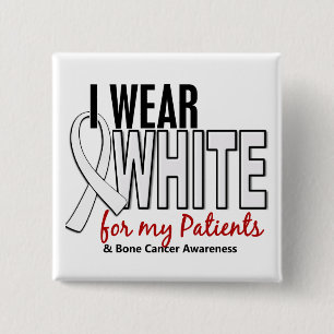 Badge Carré 5 Cm Blanc d'usage du cancer de l'os I pour mes