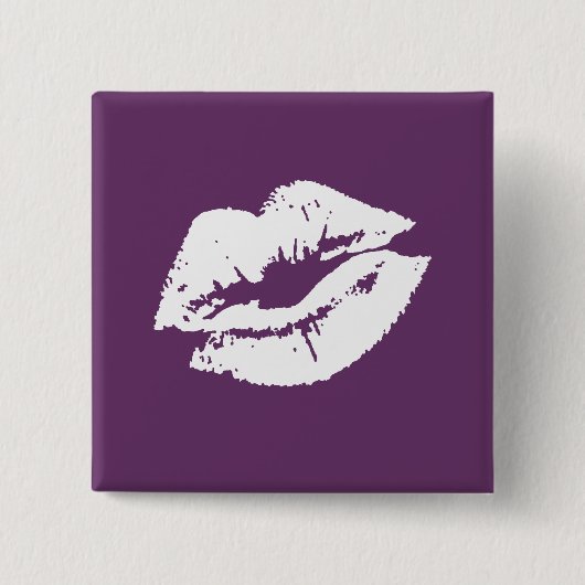 BADGE CARRÉ 5 CM BLANC LESBIEN DE SYMBOLE DE LÈVRES (Devant)