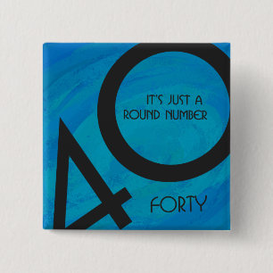 Badge Carré 5 Cm Bleu 40 Décennie Anniversaire