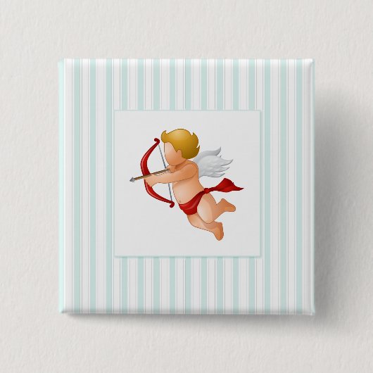 Badge Carré 5 Cm Bleu - Cupide avec flèche (Devant)