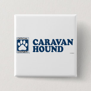 Badge Carré 5 Cm Bleu de chien de caravane