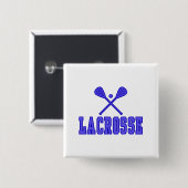 Badge Carré 5 Cm Bleu de lacrosse (Devant & derrière)