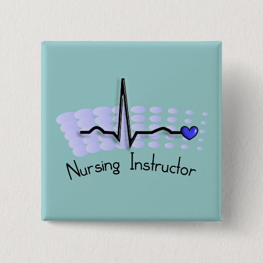 Badge Carré 5 Cm Bleu de l'instructeur QRS de soins (Devant)