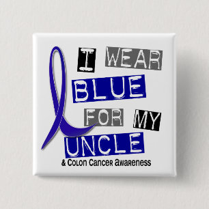 Badge Carré 5 Cm Bleu d'usage du cancer du colon I pour mon oncle