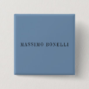 Badge Carré 5 Cm Bleu Gris Minimaliste Moderne Lisible