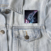 Badge Carré 5 Cm Bleu nébuleux Abstrait et violet (En situation)