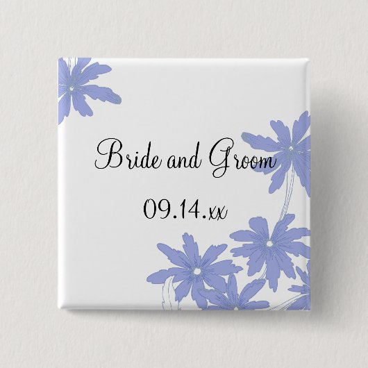 Badge Carré 5 Cm Bleu périwinkle Mariage blanc (Devant)