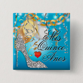 Badge Carré 5 Cm Bleu stylet de Quinceañera de célébration de