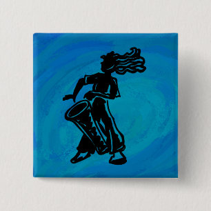 Badge Carré 5 Cm Bleu tambour Boogie Nights New York