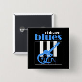Badge Carré 5 Cm Bleus de Chicago (Devant & derrière)